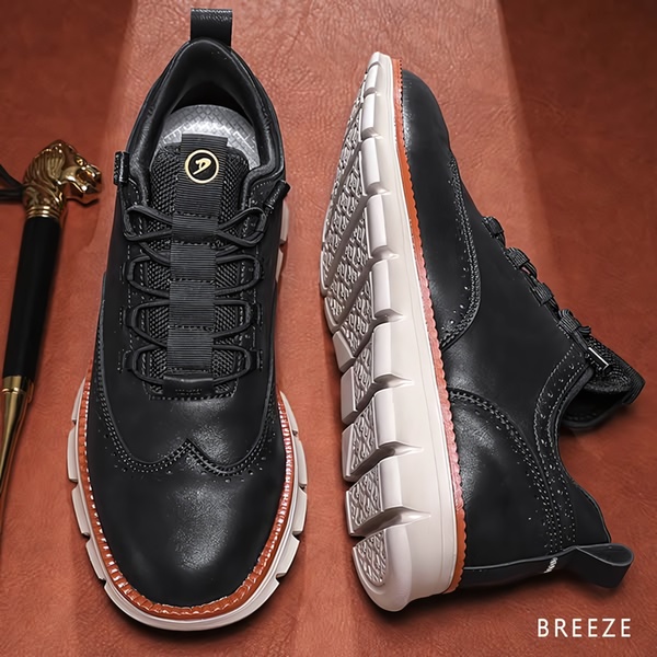 casual dress shoes, leather sneakers, wingtip sneakers, mens hybrid shoes, comfortable dress shoes, casual oxford sneakers, new arrival, bestseller push, minimalist, luxurious, trustworthy, brown, neutral, black